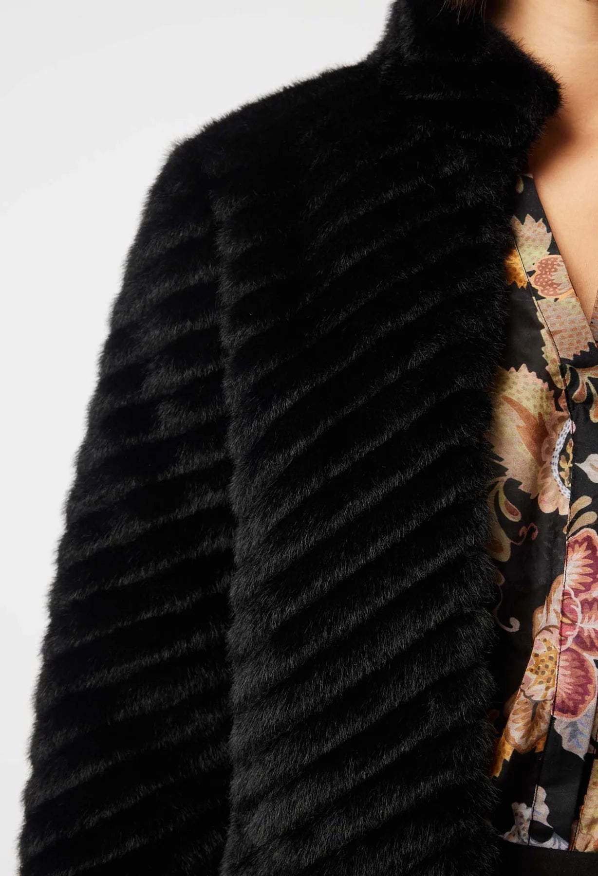 Once Was Altair Faux Fur Jacket - Black - Image 8