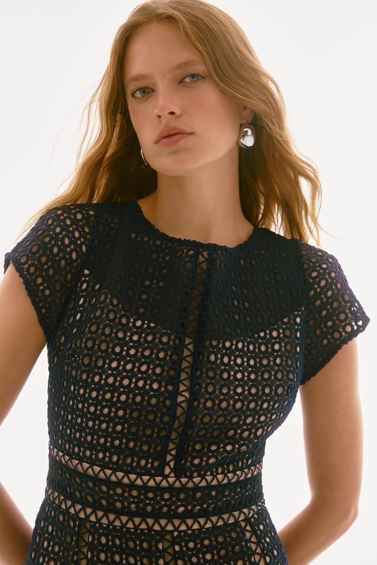 Joseph Ribkoff Fit And Flare Dress - Navy/Nude - Image 2