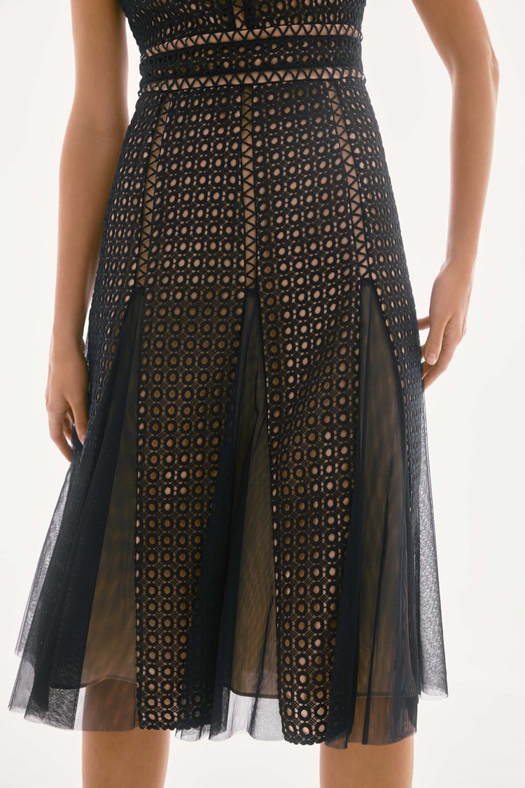 Joseph Ribkoff Fit And Flare Dress - Navy/Nude - Image 3