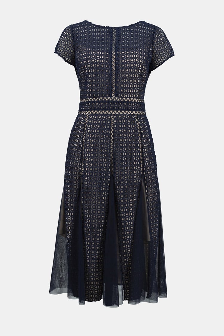 Joseph Ribkoff Fit And Flare Dress - Navy/Nude - Image 5