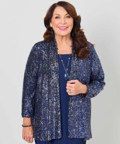 Swish Sequin Evening Jacket - Sapphire/Silver