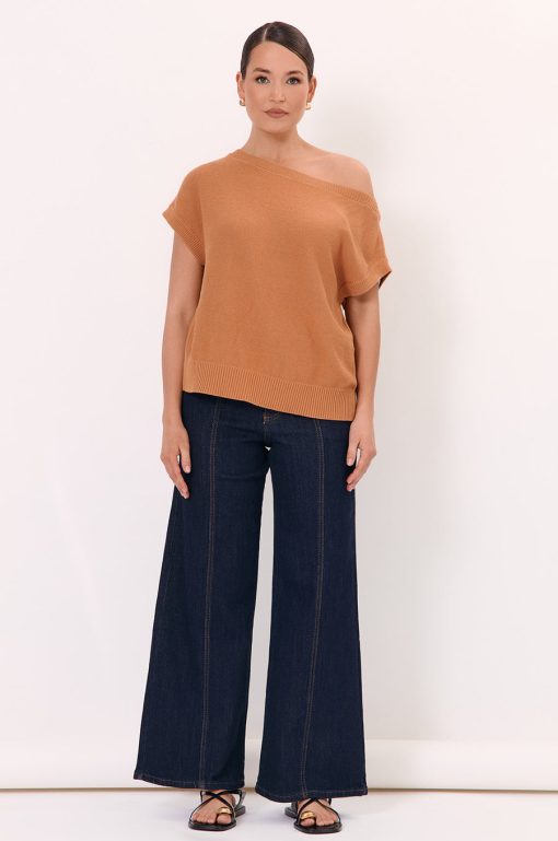 Adorne Samara Cotton Knit Top-Tan - Image 5