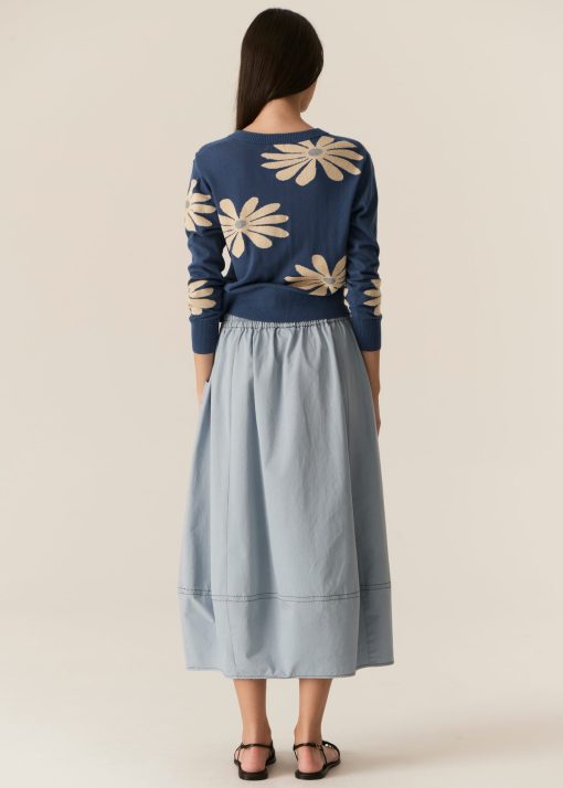 Pol Clothing Lask Daisy Cardigan Blue/Ecru - Image 2