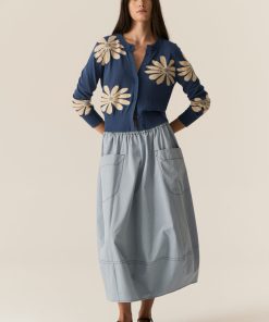 Pol Clothing Lask Daisy Cardigan Blue/Ecru