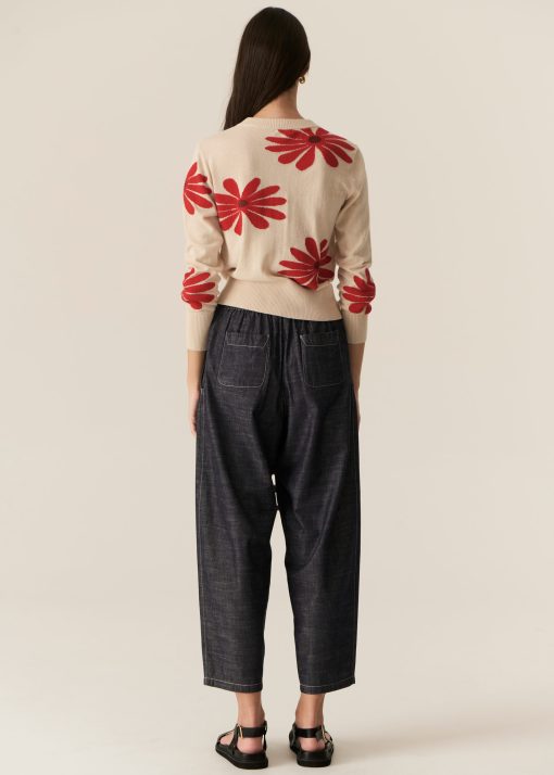 Pol Clothing Lask Daisy Cardigan Ecru/Red - Image 4