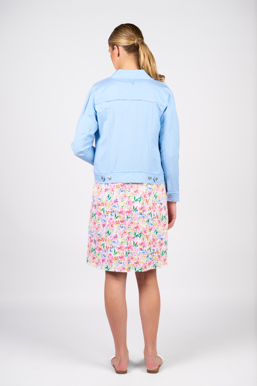 Vassalli Linen Jacket With Frayed Seams - Sky Blue - Image 2