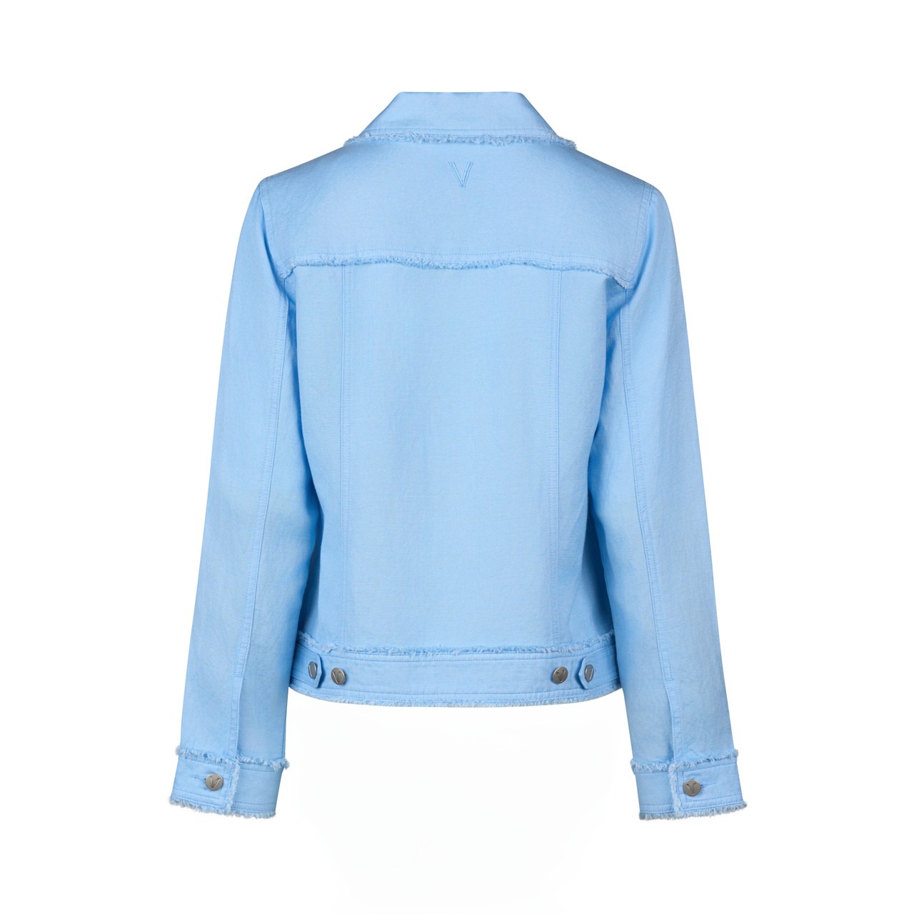 Vassalli Linen Jacket With Frayed Seams - Sky Blue - Image 4