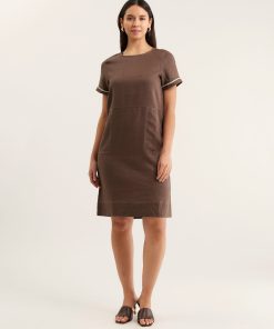 Alessandra Chiara Linen Dress - Chocolate