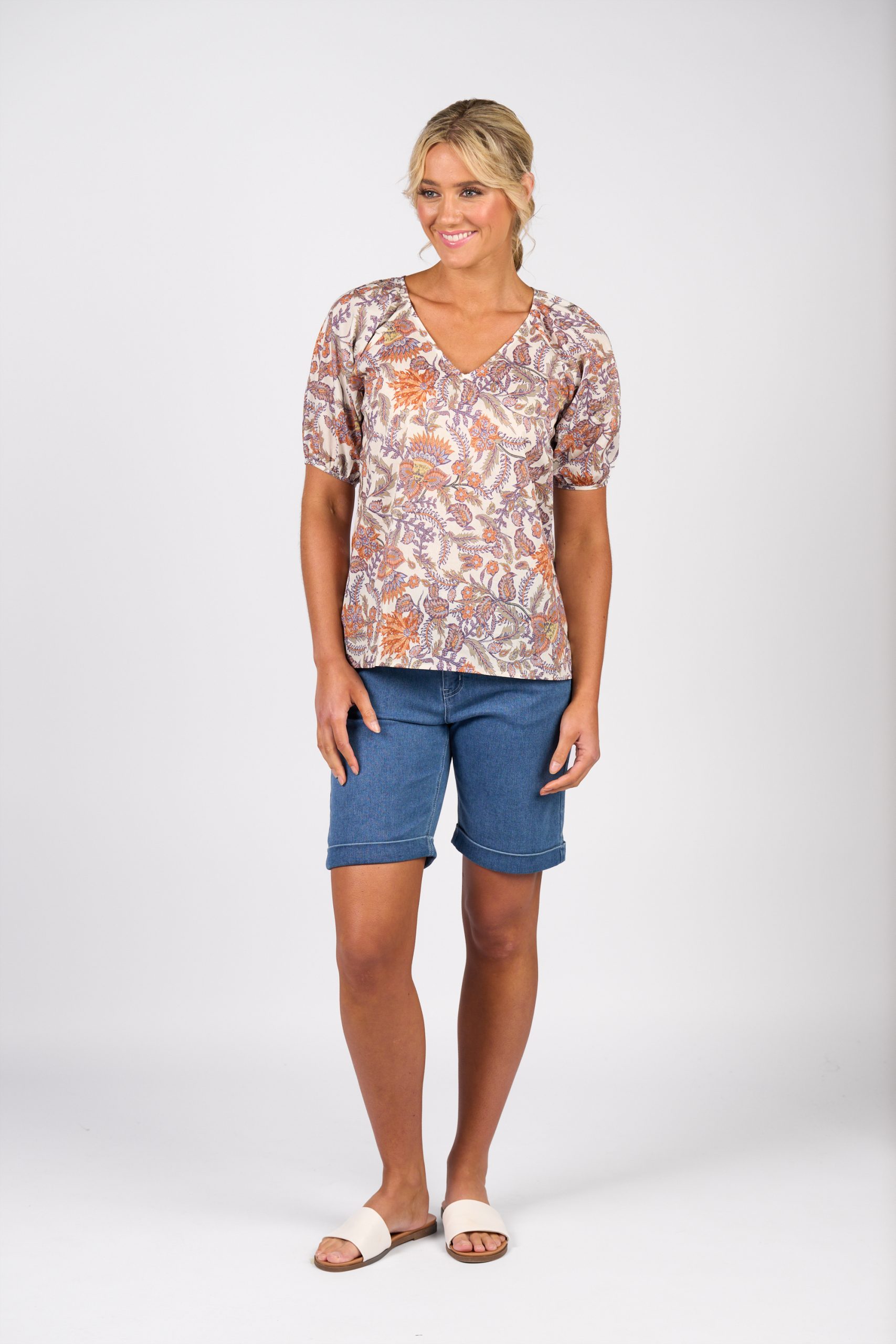 Vassalli V Neck Top - Tuscany