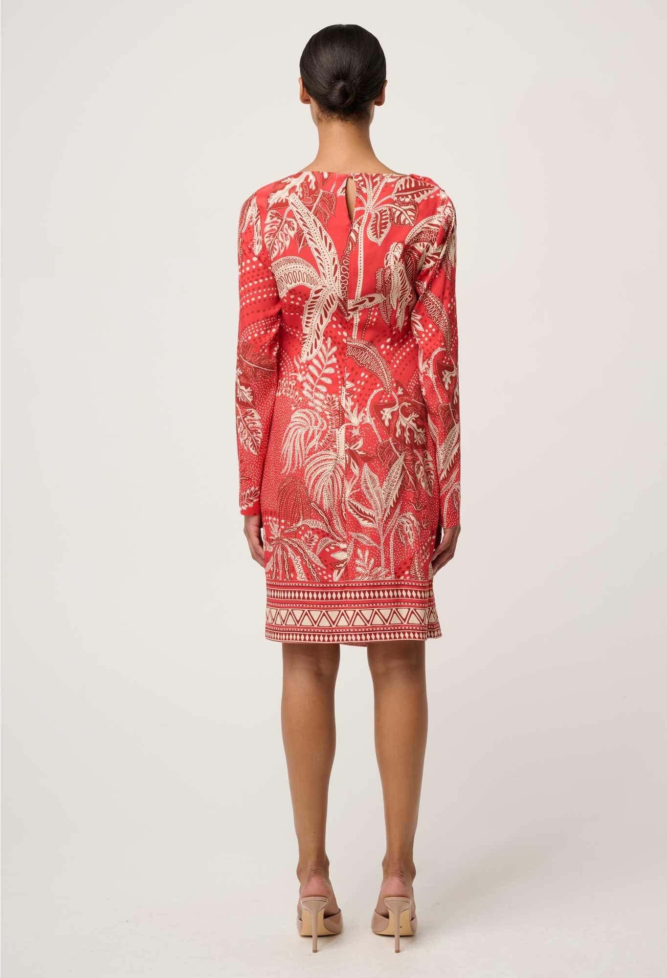 Once Was Helsa Draped Neck Long Sleeve Dress - Crimson Palms - Image 4