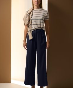 Pol Clothing Sable Tee Stripe - Pebble/Blue