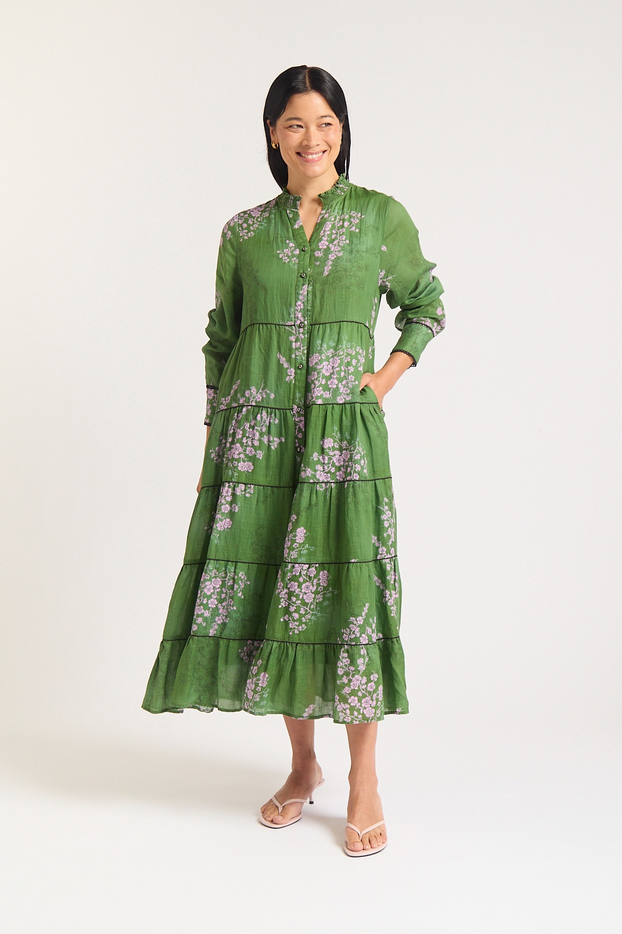 Alessandra Martina Long Sleeve Dress -Maple Print