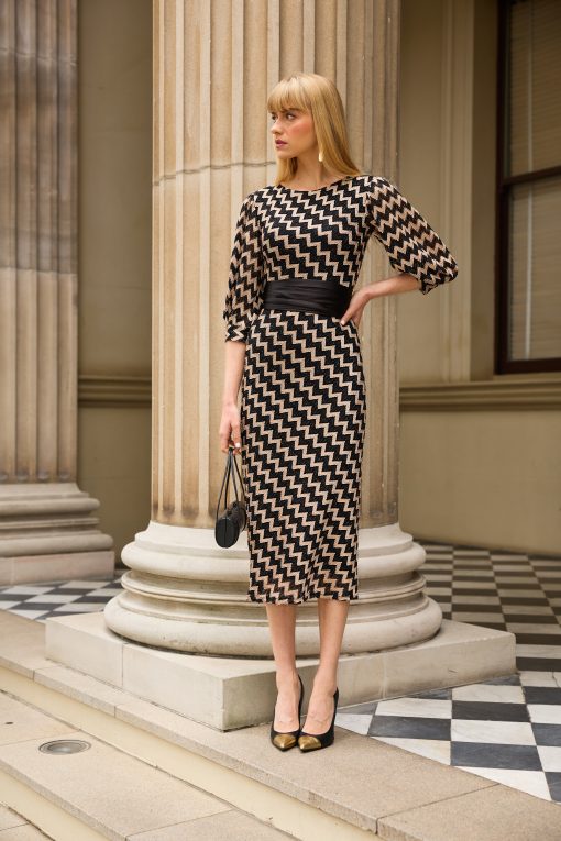 Sacha Drake Heart Of Paris Dress - Black/Gold Chevron - Sarah Gabrielle