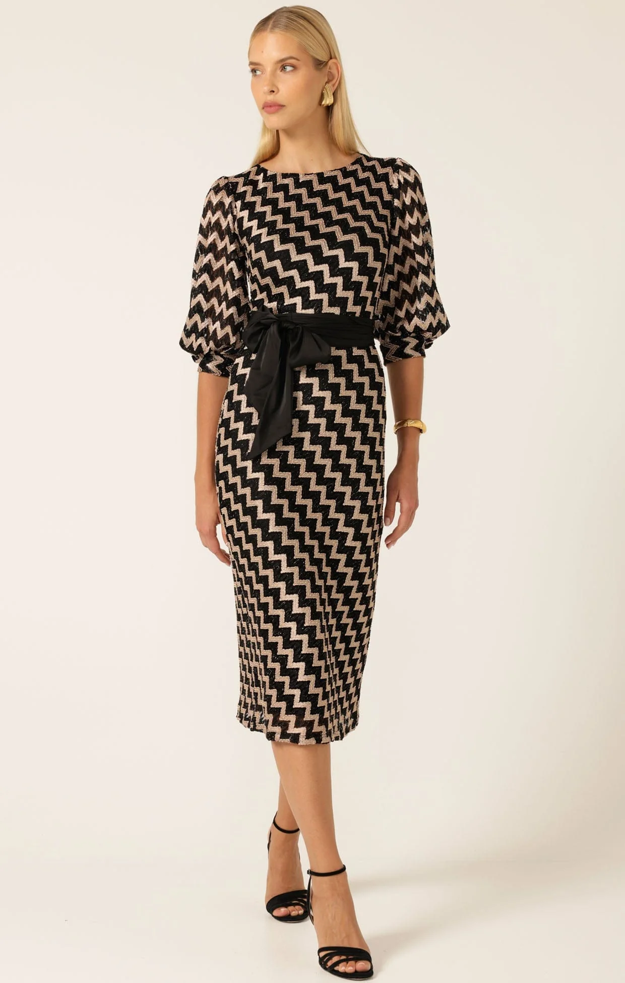Sacha Drake Heart Of Paris Dress - Black/Gold Chevron - Image 4