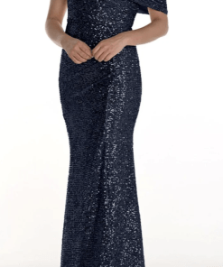 Frank Lyman Knit Sequin Dress – Navy
