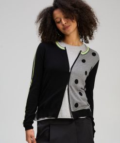 Zaket and Plover Stripe Spot Zip Up - Black