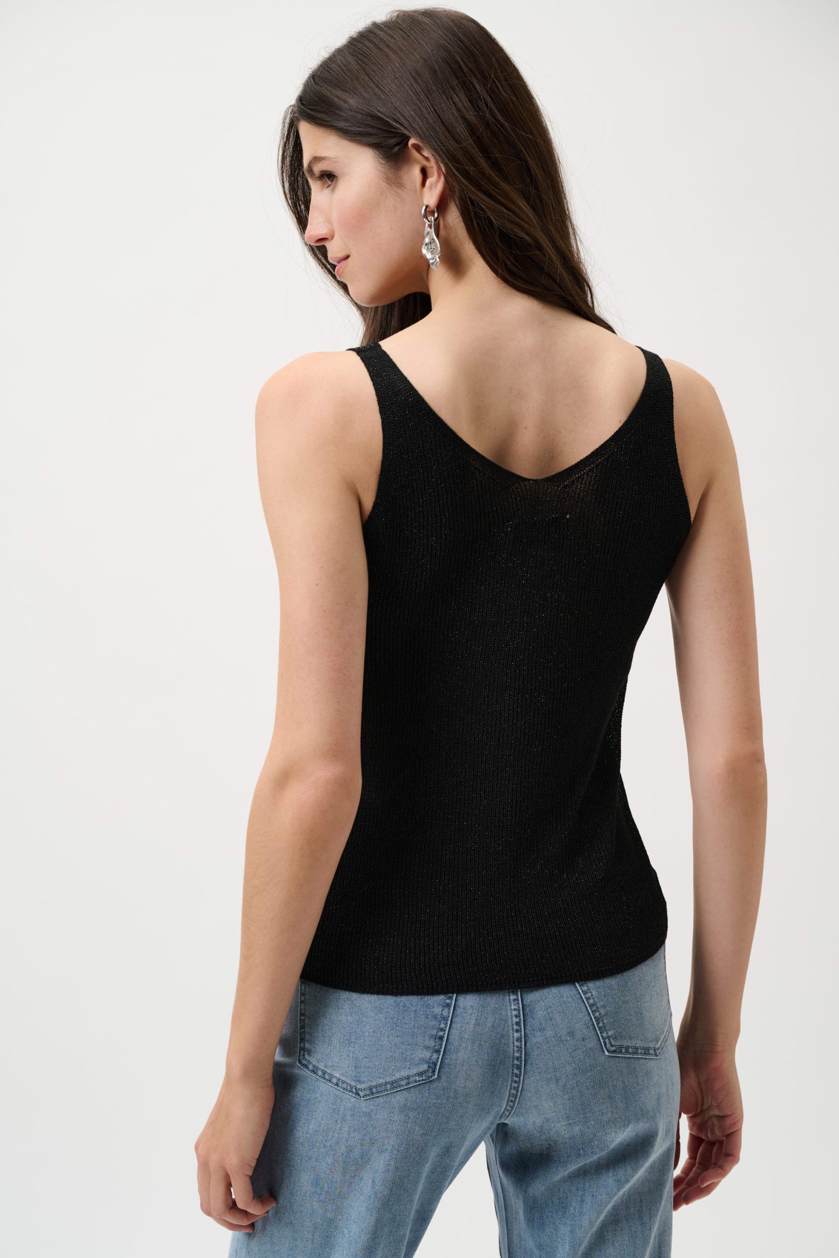 Joseph Ribkoff Metallic Knitted Camisole with Rhinestones - Black - Image 3