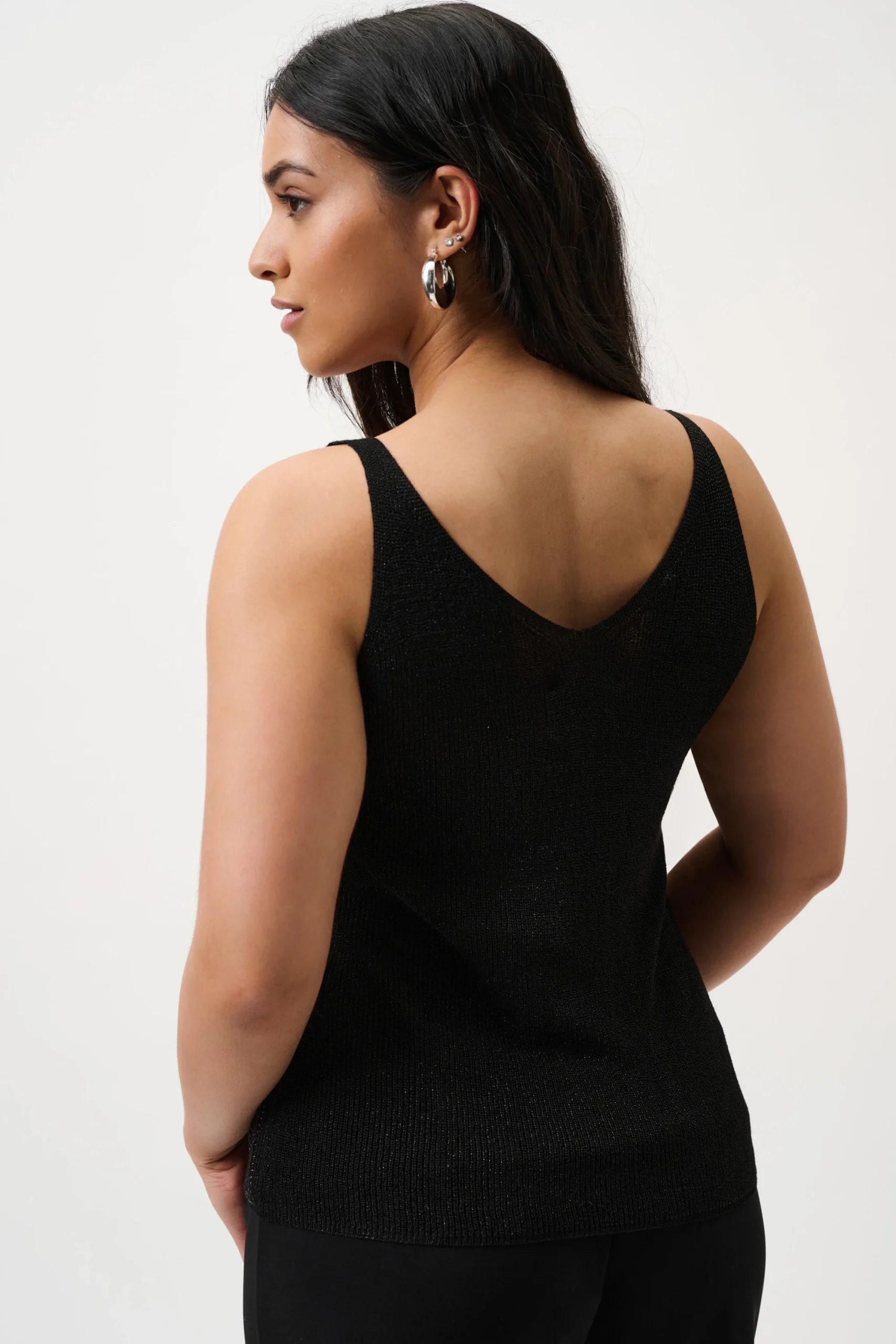 Joseph Ribkoff Metallic Knitted Camisole with Rhinestones - Black - Image 6