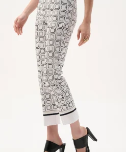 Joseph Ribkoff Millennium Printed Straight Pull-On Pants - Vanilla/Multi