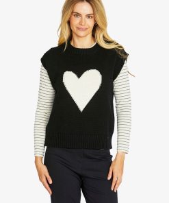 Ping Pong Heart Motif Vest - Black/White