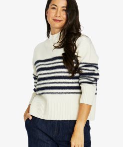 Jump Reverse Stripe Pullover - Ivory/Ink