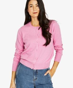 Jump Roll Edge Cardigan - Rose Mar