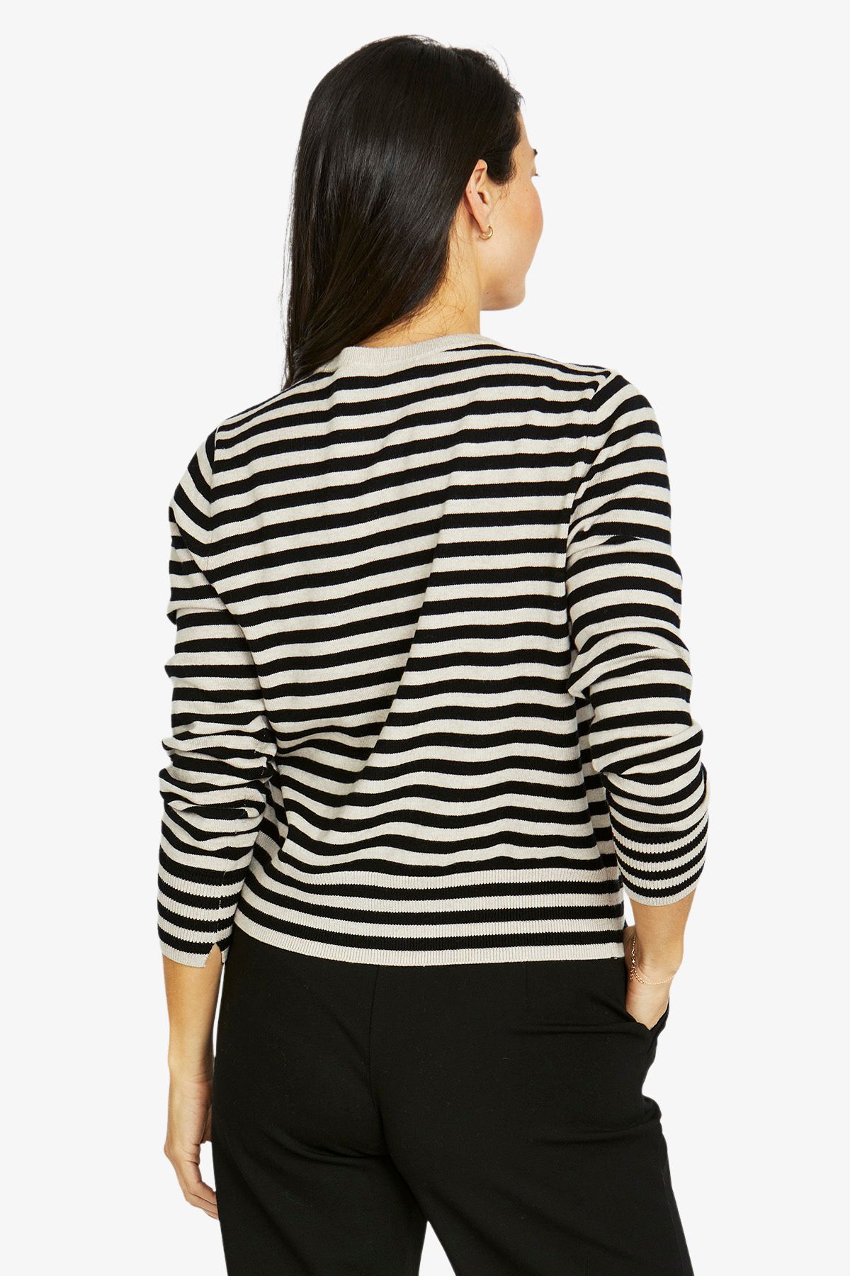 Jump Mono Stripe Cardi - Black/Barley - Image 2