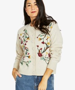 Jump Embroidered Cardigan - Natural