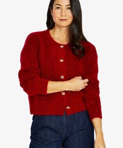 Jump Luxe Button Cardi - Cherry
