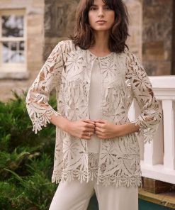 Joseph Ribkoff Guipure Lace Straight Cover Up - Moonstone