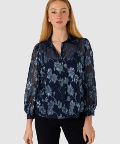 Sacha Drake Elphine Metallic Blouse - Navy/Blue
