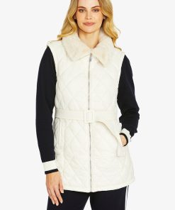 Ping Pong Frankie Faux Fur Collar Vest - Snow