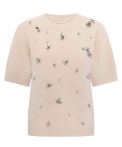 POL Haviland Beaded Knit Tee - Blush or Charcoal