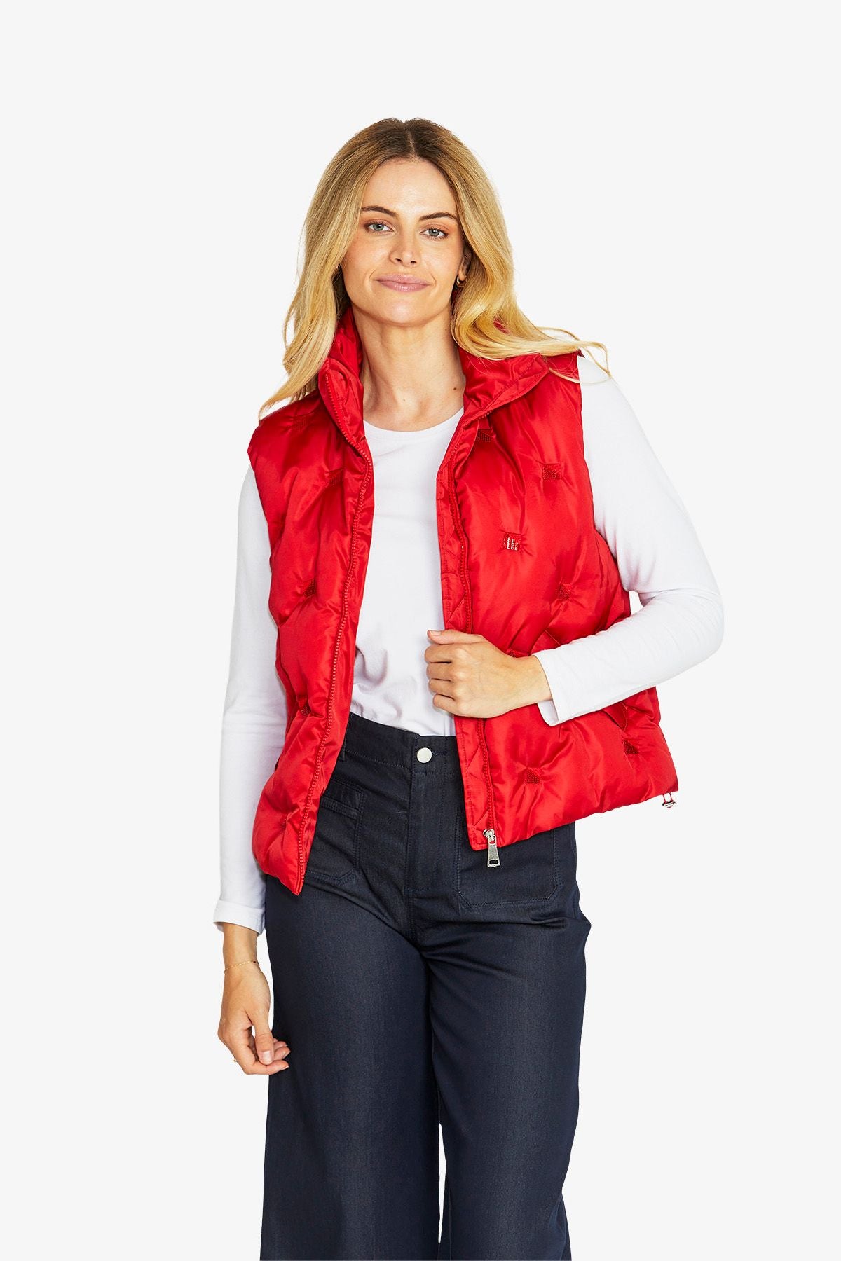 Ping Pong Marilyn Sequins Puffer Vest - Red
