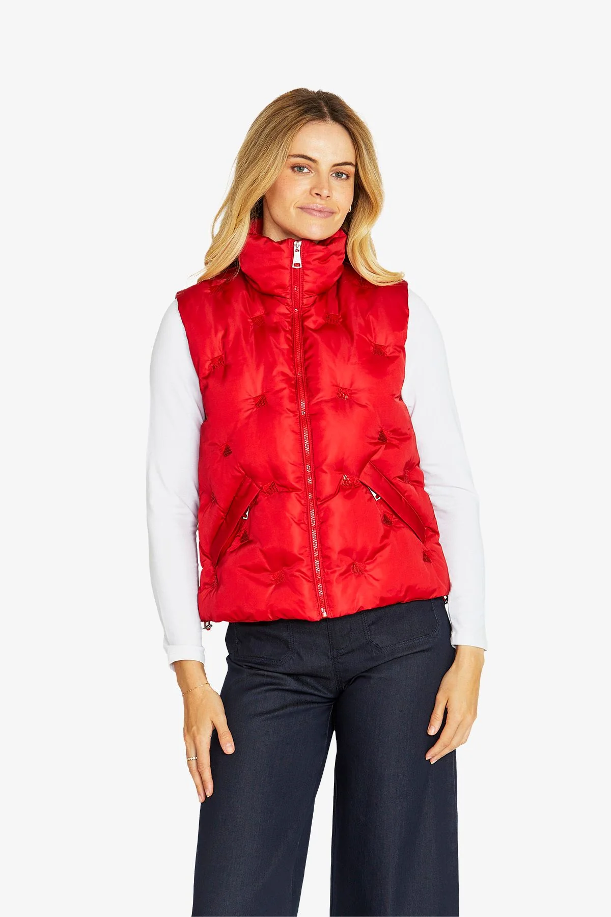 Ping Pong Marilyn Sequins Puffer Vest - Red - Image 2