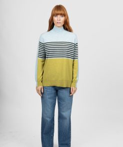 Bridge & Lord Stripe and Colour Block Tunic - Citrine/Olive/Aqua