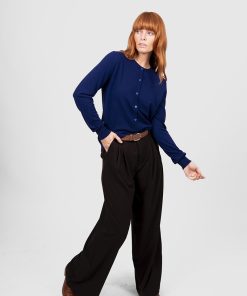 Bridge & Lord Kate Crew Neck Cardi - Carbon Blue