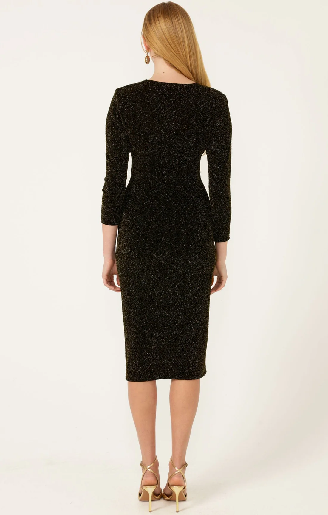 Sacha Drake Lenora Midi Dress - Black/Gold - Image 5