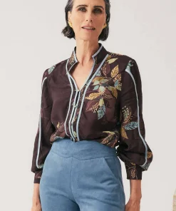 Once Was Asher Viscose Faille Shirt - Ember Vines