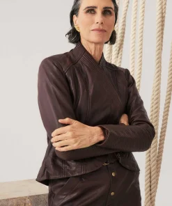 Once Was Acer Leather Shawl Jacket - Oxblood