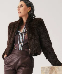 Once Was Dawn Faux Fur Cropped Jacket - Walnut
