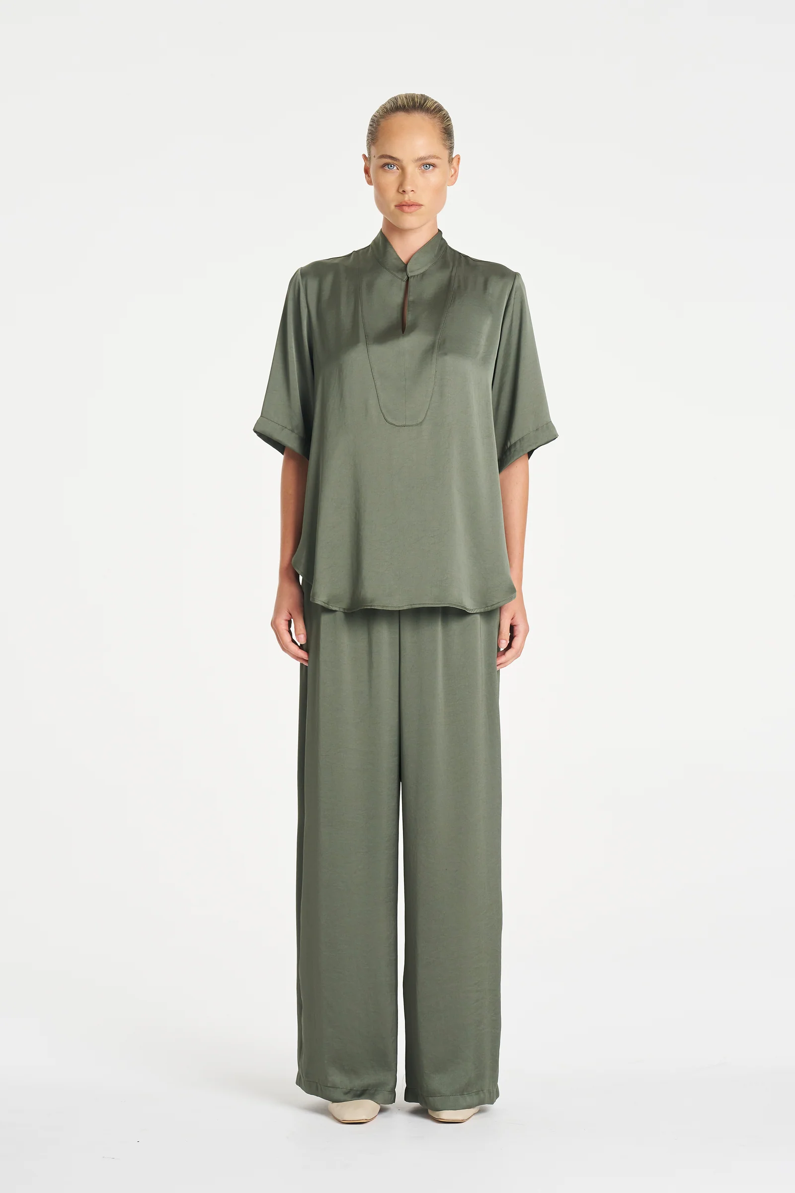 Mela Purdie Swish Tux Plaza - Sage Mirror Satin - Image 2