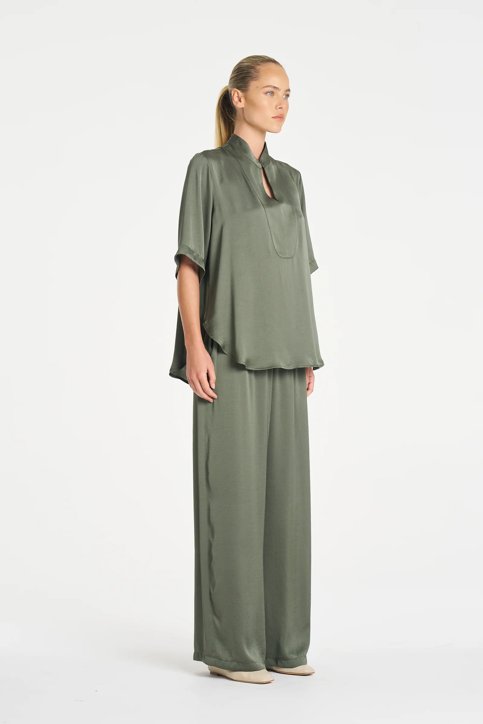 Mela Purdie Swish Tux Plaza - Sage Mirror Satin - Image 4