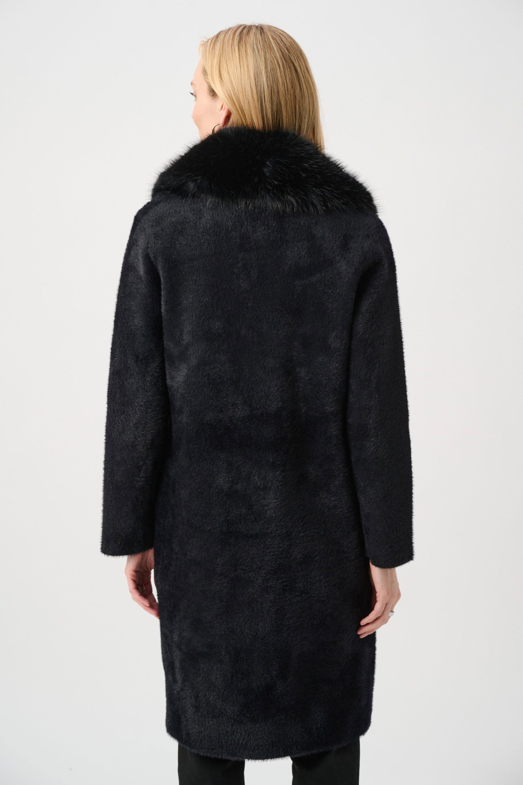 Joseph Ribkoff Feather Yarn Knit Coat - Black - Image 4