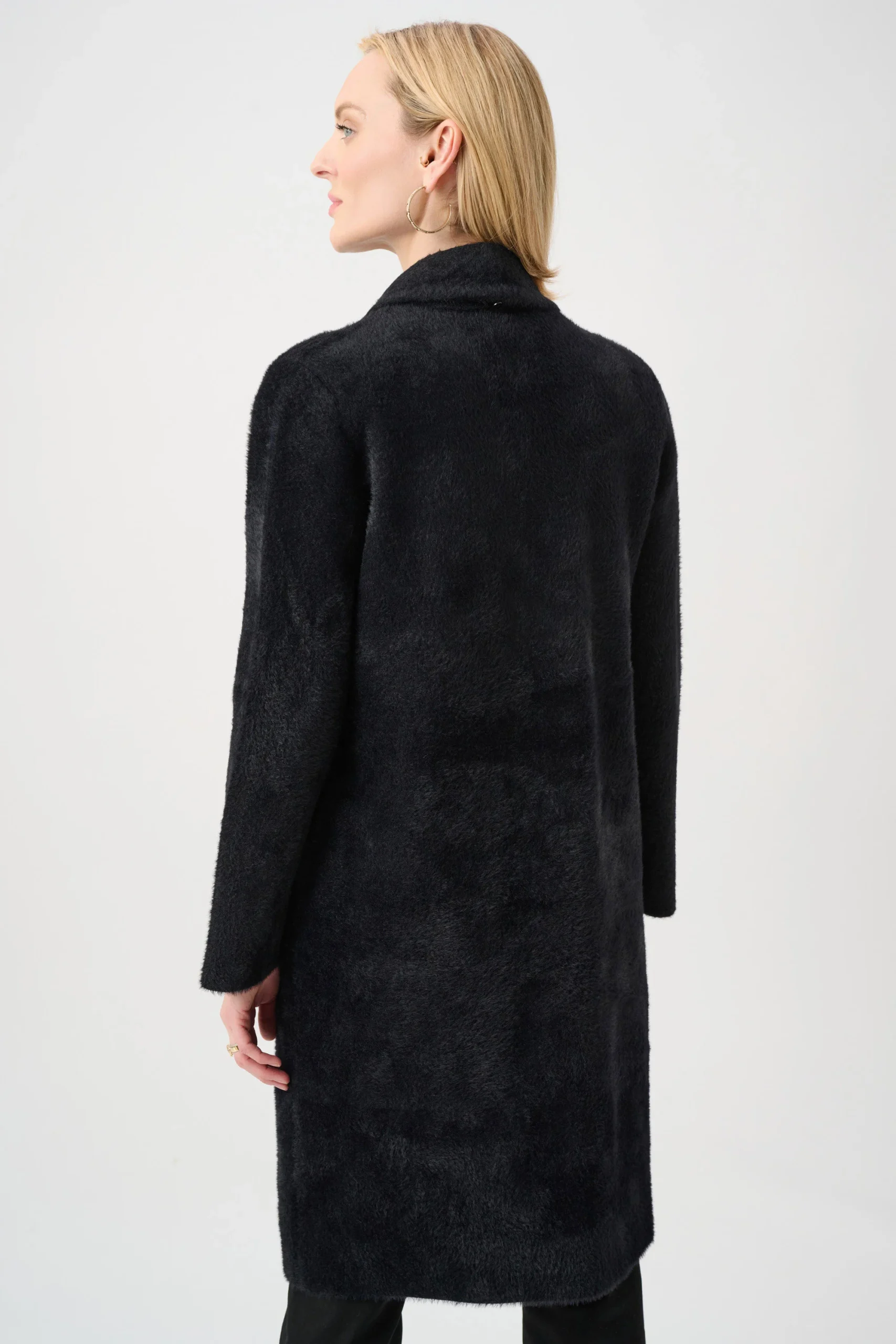 Joseph Ribkoff Feather Yarn Knit Coat - Black - Image 6