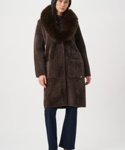 Joseph Ribkoff Feather Yarn Knit Coat - Mocha