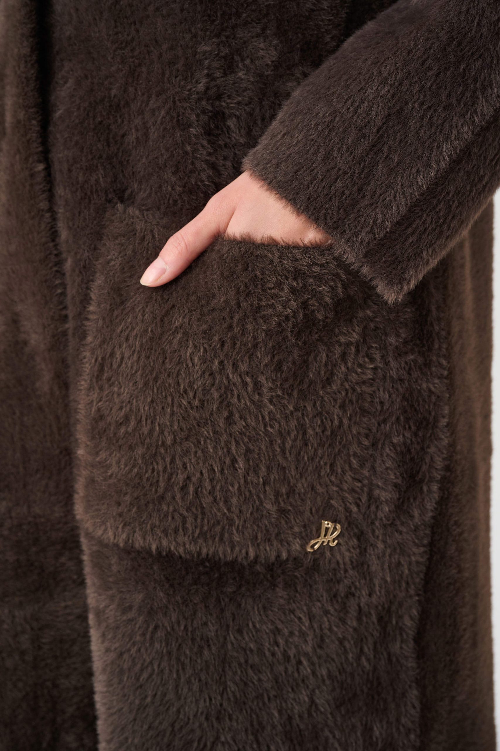 Joseph Ribkoff Feather Yarn Knit Coat - Mocha - Image 7