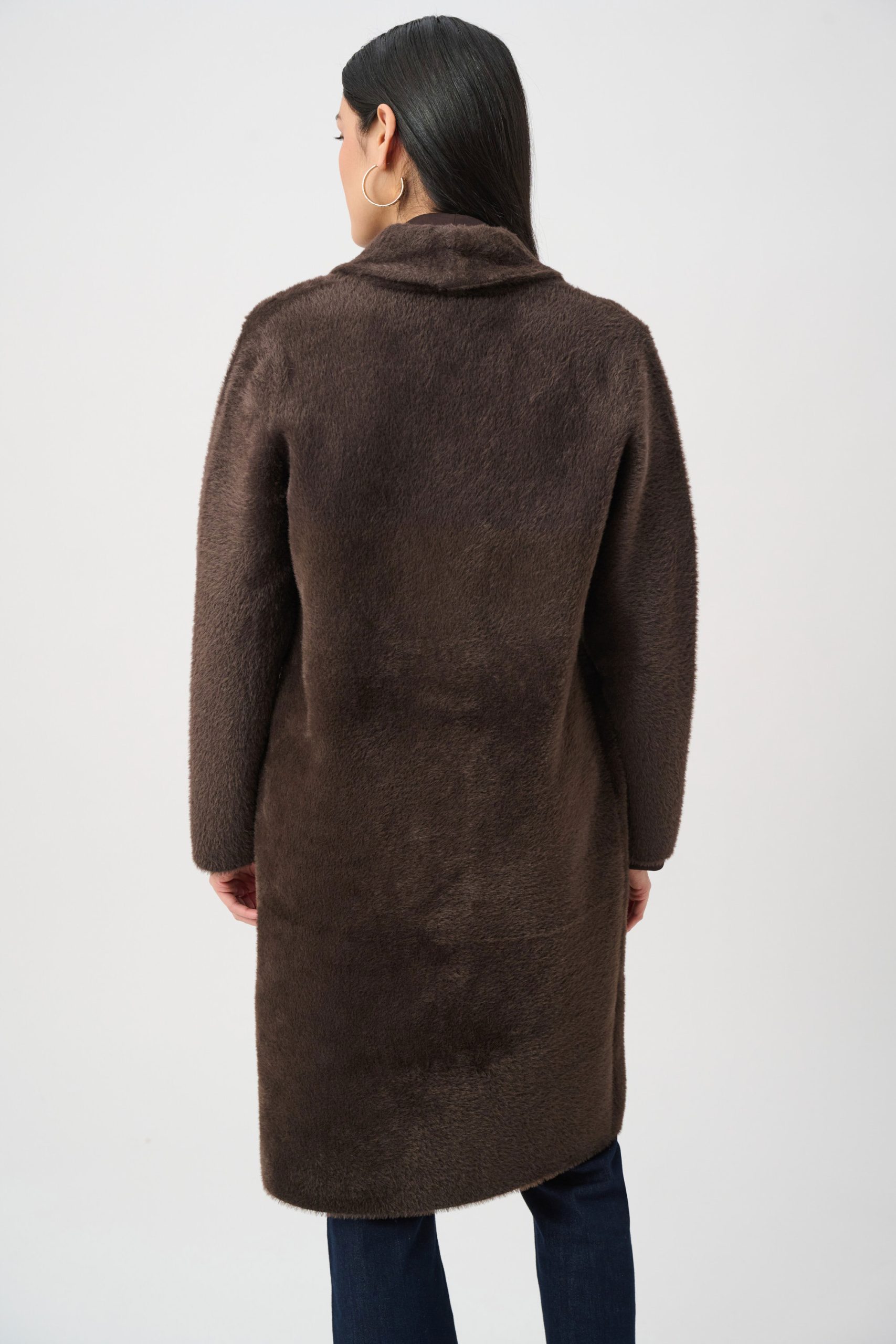 Joseph Ribkoff Feather Yarn Knit Coat - Mocha - Image 6