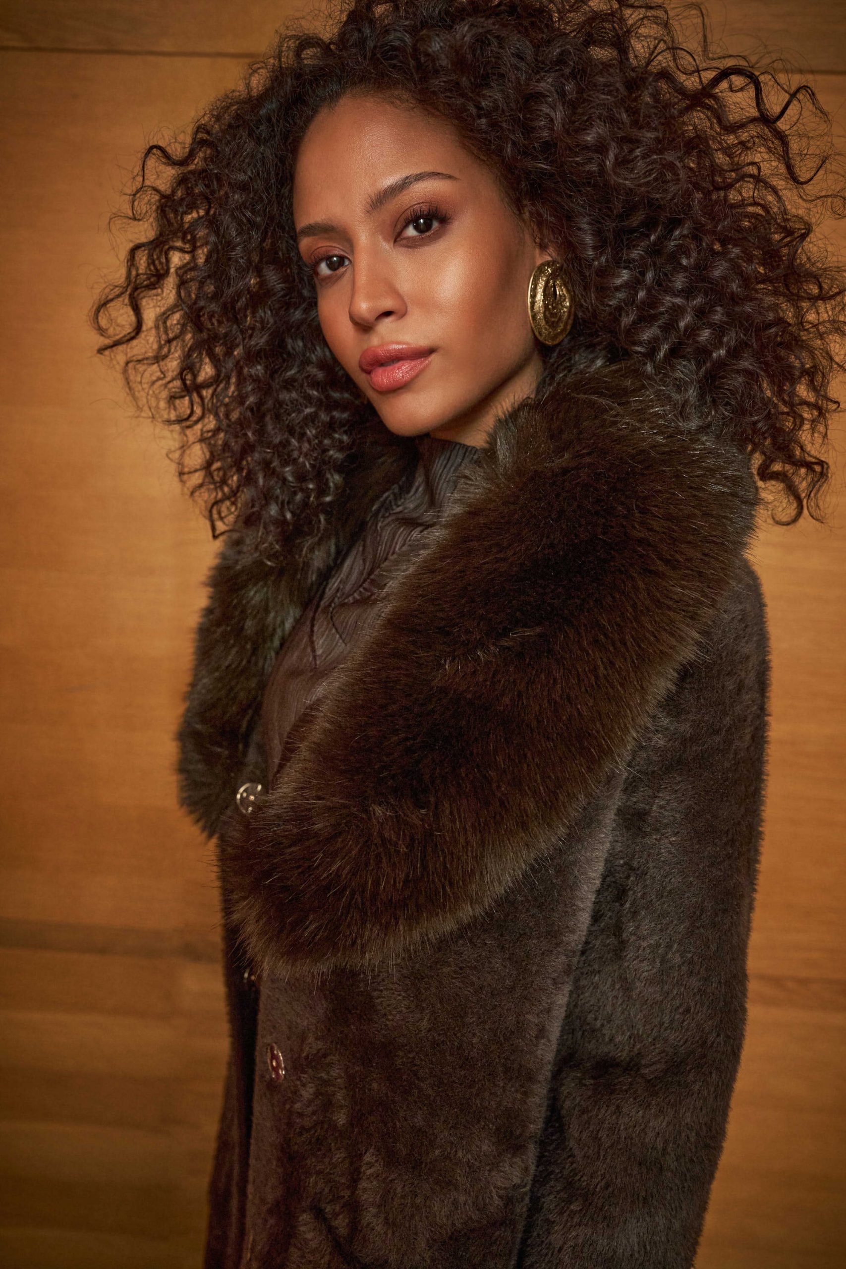 Joseph Ribkoff Feather Yarn Knit Coat - Mocha - Image 2