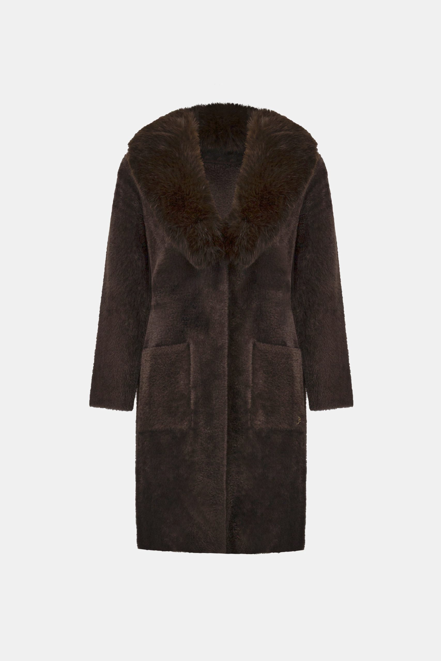 Joseph Ribkoff Feather Yarn Knit Coat - Mocha - Image 8